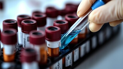 A delicate procedure involving colorful vials and careful extraction in a laboratory