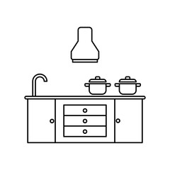 Kitchen furniture icon in flat style. Cuisine vector illustration on white isolated background. Cooking room business concept.