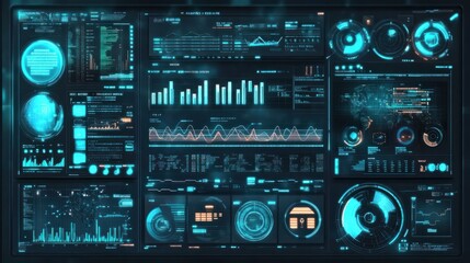 analyst manages the system database, analytics business and reports on the computer. concept of analysis data plans shows a dashboard chart, research on platform digital technology