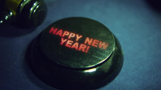 Judge's gavel strike and Happy New Year text