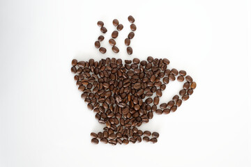 Cup made of beans coffee.