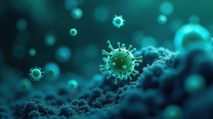 Microscopic View of Multiplying Bacteria and Viruses