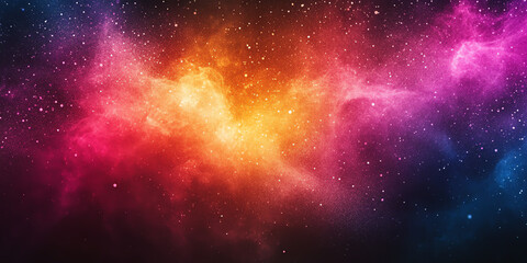 Vibrant cosmic nebula with colorful stars and glowing clouds