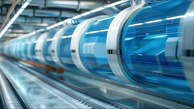 Pneumatic tube post, instant parcels delivery or dispatch, innovative technology for fast delivery, large tube 