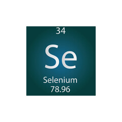 Se Selenium Non reactive metal Chemical Element Periodic Table. Simple flat square vector illustration, simple clean style Icon with molar mass and atomic number for Lab, science or chemistry class.