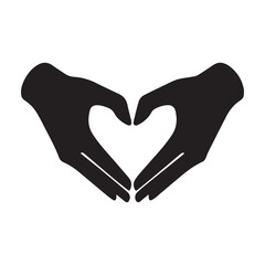 Fototapeta premium Two hands forming a heart shape. Hand silhouettes making a hand heart gesture. Black silhouettes on transparent background