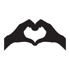 Obraz premium Two hands forming a heart shape. Hand silhouettes making a hand heart gesture. Black silhouettes on transparent background