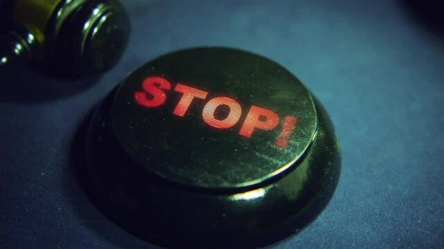 Judge's gavel strike and Stop text
