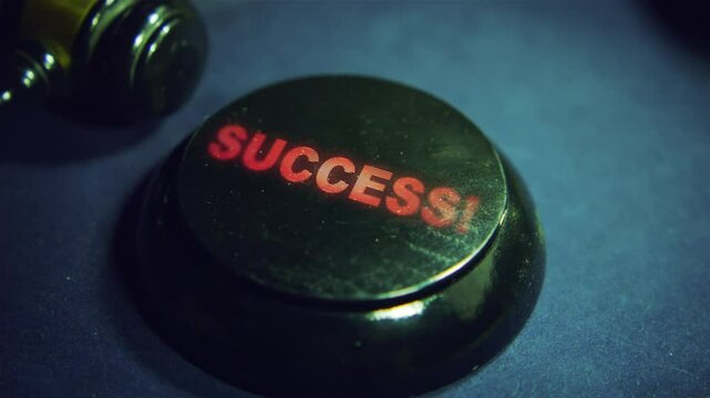 Judge's gavel strike and Success text
