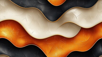 Obraz premium Abstract textured waves in black, orange, and white with subtle textured effects