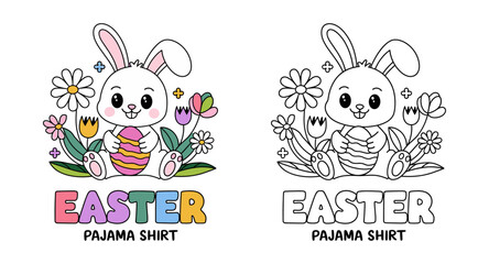 Easter bunny pijama t-shirt vector design