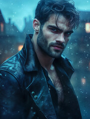 portrait of a man in the night - generative ai