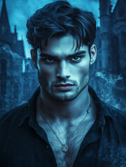 portrait of a man in the dark city - generative ai