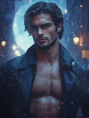 portrait of a man in the night - fantasy romance supernatural - generative ai