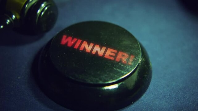 Judge's gavel strike and Winner! text