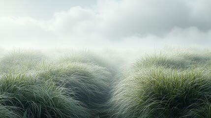 Misty Morning Meadow: A Serene Landscape Painting
