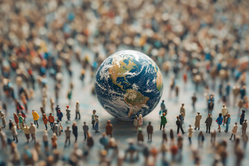 Menschenmenge um die Erde, Darstellung globaler Verbundenheit