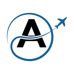 Travel Logo combine with letter A vector template