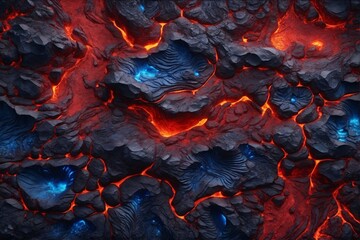Blue and Red Lava Texture Background, Glowing Lava Texture Background, Magma Flow, Lava Flow, Cracked Lava, AI Generative