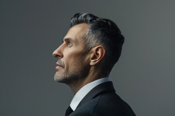 Obraz premium Attractive male leader listens to employees in stylish clothes.
