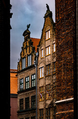 Gothic facades of ancient houses in the Old Town of Gdansk	
