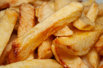 Golden french fries, freshly fried, a perfect snack anytime