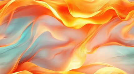 Colorful abstract waves of orange and turquoise textures