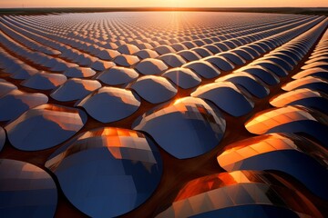Fototapeta premium Aerial Panorama of Vast Solar Array