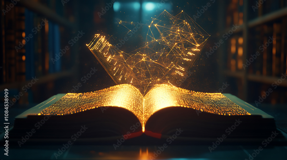 Aufkleber a book opens in a digital realm, its low poly wireframe illuminating the path to online education an