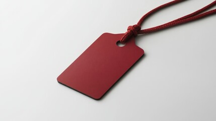 Fototapeta premium hanging red blank label tag on white