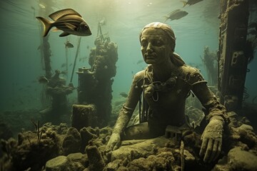 Fototapeta premium Exploring Ancient Depths: Underwater Archeologists