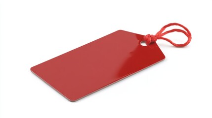 Fototapeta premium hanging red blank label tag on white
