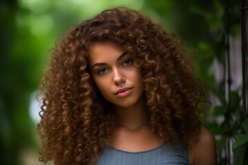 Curly-Haired Girl in Nature