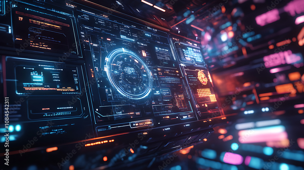 Leinwandbilder A collection of HUD frames, encapsulating futuristic modern user interface elements, control panels, high-tech screen digital hologram windows, gaming menus, and more