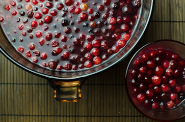 Cranberry kissel - traditional Lithuanian Christmas Eve drink made of cranberries and thickened with potato starch