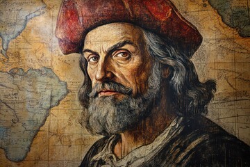 A portrait of the explorer Bartolomeo Columbus. 