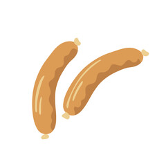 Cartoon style sausages on white background for food design