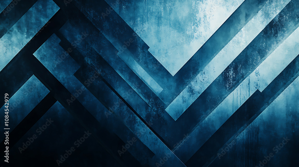 Poster Abstract blue background with arrows pointing in different directions, symbolizing technology and digital innovation