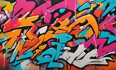 Vibrant Graffiti Wall Texture with bold, colorful strokes and splashes