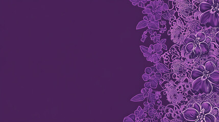 A purple banner with lace-inspired floral patterns on the left side, creating an elegant and sophisticated design for commercial use