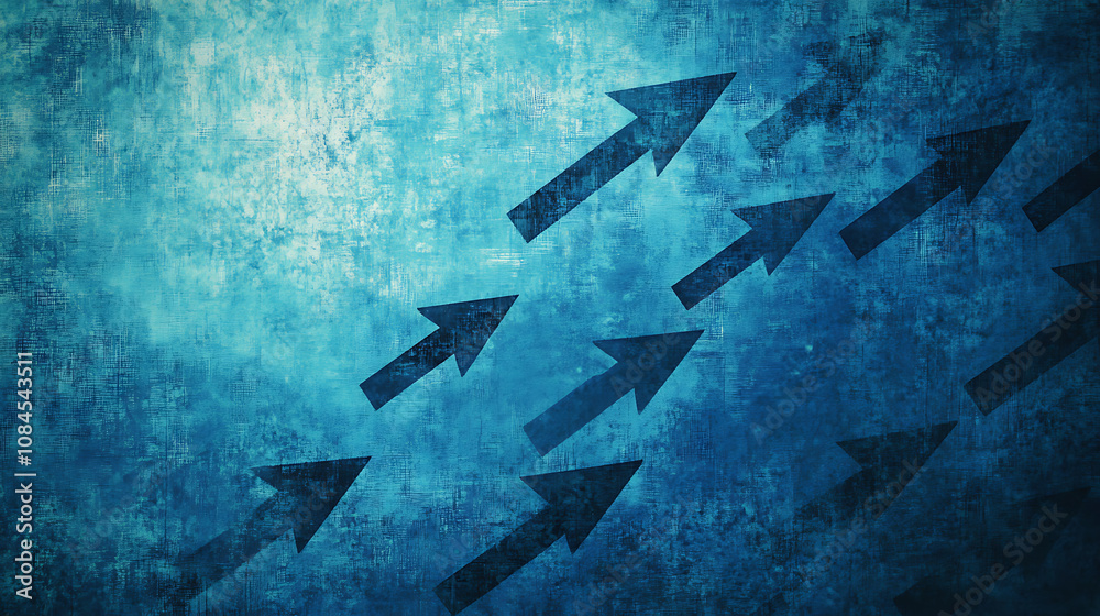 Poster abstract blue background with arrows pointing in different directions, symbolizing technology and di