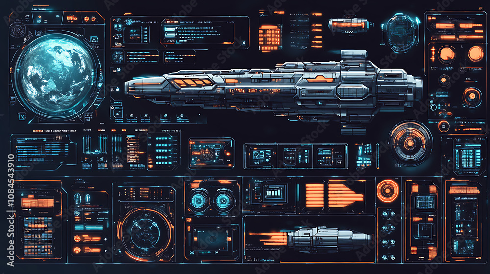 Poster A space-themed game UI kit, complete with all the necessary elements for a Level complete scenario, designed to enhance the gaming experience