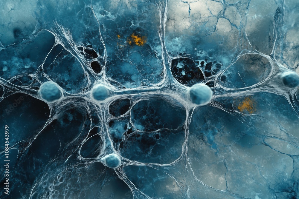 Aufkleber a detailed examination of cells and structures showcasing their complex arrangements and vibrant col