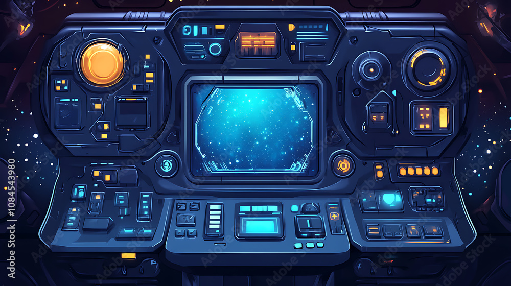 Leinwandbilder A space-themed game UI kit, complete with all the necessary elements for a Level complete scenario, designed to enhance the gaming experience