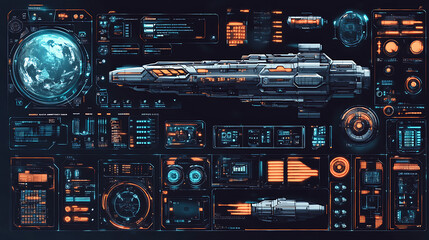 Obraz premium A space-themed game UI kit, complete with all the necessary elements for a Level complete scenario, designed to enhance the gaming experience