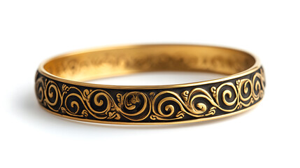 An elegant Indian design gold bangle, showcased in isolation against a white background