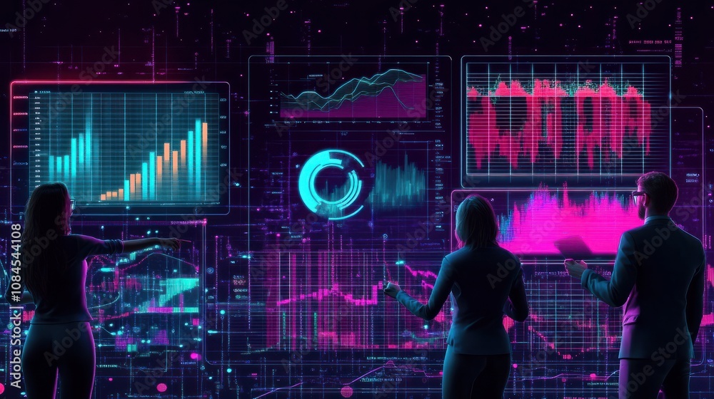 Poster data science business analysis and strategy big data conceptbusiness teamwork analyzing financial gr