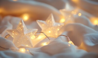 Two white stars are lit up in the background