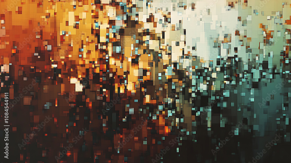 Leinwandbilder Another variation of an abstract square pixel mosaic background, emphasizing the pixelated effect