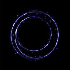 Shiny blue glowing sparkling spiral with magical vector effect of magical sparkling dust particles. Glow effect for game interface design.